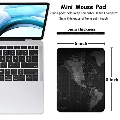 Dapesuom Small Mouse Pad, 6 x 8 Inch Thick Rubber Premium-Textured Non-Slip Portable & Washable Mini Mouse Mat for Women Men Wireless Laptops Keyboard Tray Gaming Work Computer Office Travel, Map - MODAZONE (1)