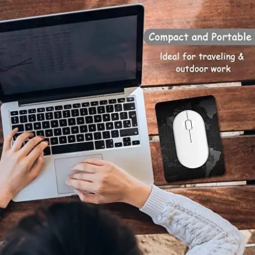Dapesuom Small Mouse Pad, 6 x 8 Inch Thick Rubber Premium-Textured Non-Slip Portable & Washable Mini Mouse Mat for Women Men Wireless Laptops Keyboard Tray Gaming Work Computer Office Travel, Map - 14