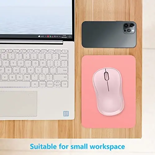 Dapesuom Küçük Mouse Pad, 6 x 8 İnç Kalın Kauçuk Premium Dokulu Kaymaz Taşınabilir ve Yıkanabilir Mini Mouse Mat Kadın Erkek Kablosuz Dizüstü Bilgisayarlar Klavye Tepsisi Oyun Çalışma Bilgisayarı Seyahat, Gül Pembe - 4