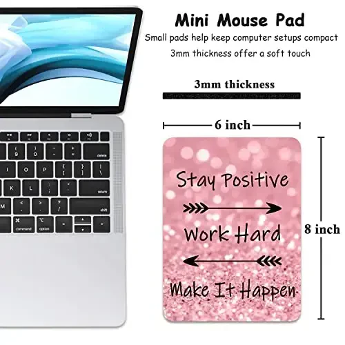 Dapesuom Small Mouse Pad, 6 x 8 Inch Thick Rubber Premium-Textured Non-Slip Portable & Washable Mini Mouse Mat for Women Wireless Laptops Keyboard Tray Gaming Work Computer Office Travel, Pink Quotes - 2