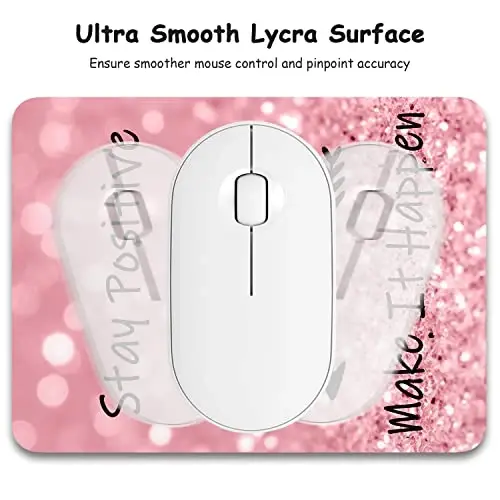 Dapesuom Small Mouse Pad, 6 x 8 Inch Thick Rubber Premium-Textured Non-Slip Portable & Washable Mini Mouse Mat for Women Wireless Laptops Keyboard Tray Gaming Work Computer Office Travel, Pink Quotes - 3