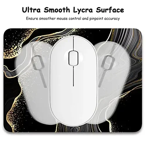 Dapesuom Small Mouse Pad, 6 x 8 Inch Thick Rubber Premium-Textured Non-Slip Portable & Washable Mini Mouse Mat for Women Men Wireless Laptops Keyboard Tray Gaming Computer Office Travel, Black Marble - 3