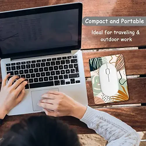 Dapesuom Small Mouse Pad, 6 x 8 Inch Thick Rubber Premium-Textured Non-Slip Portable & Washable Mini Mouse Mat for Women Men Wireless Laptops Keyboard Tray Gaming Work Office Travel, Tropical Plants - 7