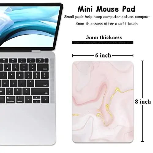Dapesuom Small Mouse Pad, 6 x 8 Inch Thick Rubber Premium-Textured Non-Slip Portable & Washable Mini Mouse Mat for Women Men Wireless Laptops Keyboard Tray Gaming Work Travel, Elegant Pink Marble - 2