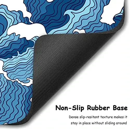 Dapesuom Small Mouse Pad, 6 x 8 Inch Thick Rubber Premium-Textured Non-Slip Portable & Washable Mini Mouse Mat for Women Men Wireless Laptops Keyboard Tray Gaming Work Computer Office Travel, Waves - 4