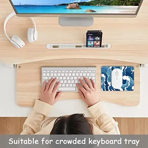 Dapesuom Small Mouse Pad, 6 x 8 Inch Thick Rubber Premium-Textured Non-Slip Portable & Washable Mini Mouse Mat for Women Men Wireless Laptops Keyboard Tray Gaming Work Computer Office Travel, Waves - 6