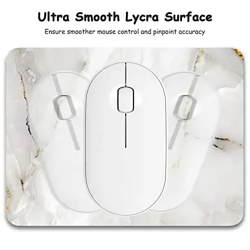 Dapesuom Small Mouse Pad, 6 x 8 Inch Thick Rubber Premium-Textured Non-Slip Portable & Washable Mini Mouse Mat for Women Men Wireless Laptops Keyboard Tray Gaming Computer Office Travel, White Marble - 3