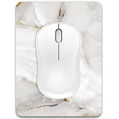 Dapesuom Small Mouse Pad, 6 x 8 Inch Thick Rubber Premium-Textured Non-Slip Portable & Washable Mini Mouse Mat for Women Men Wireless Laptops Keyboard Tray Gaming Computer Office Travel, White Marble - 1