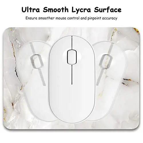 Dapesuom Small Mouse Pad, 6 x 8 Inch Thick Rubber Premium-Textured Non-Slip Portable & Washable Mini Mouse Mat for Women Men Wireless Laptops Keyboard Tray Gaming Computer Office Travel, White Marble - 3