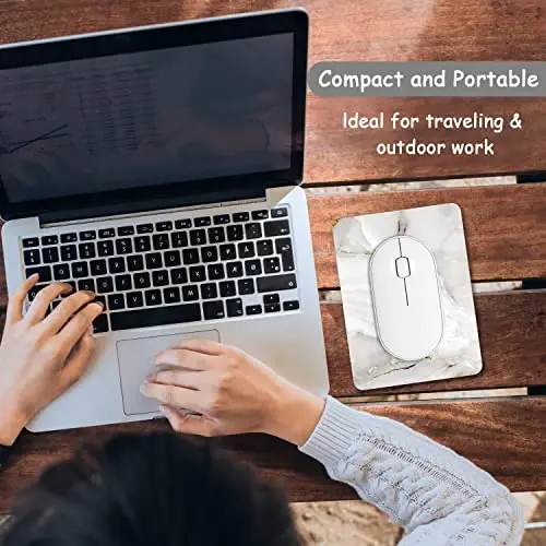 Dapesuom Small Mouse Pad, 6 x 8 Inch Thick Rubber Premium-Textured Non-Slip Portable & Washable Mini Mouse Mat for Women Men Wireless Laptops Keyboard Tray Gaming Computer Office Travel, White Marble - 7