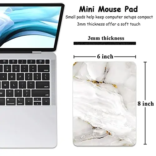 Dapesuom Küçük Mouse Pad, 6 x 8 İnç Kalın Kauçuk Premium Dokulu Kaymaz Taşınabilir & Yıkanabilir Mini Mouse Matı Kadın Erkek Kablosuz Dizüstü Bilgisayarlar Klavye Tepsisi Oyun Bilgisayarı Ofis Seyahat, Beyaz Mermer - DAPESUOM (1)