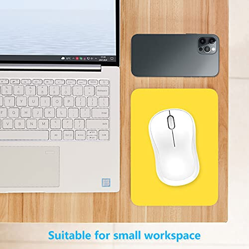 Dapesuom Mouse Pad, Small Mouse Pad 6 x 8 Inch with Non-Slip Rubber Base, Waterproof Mouse Mat, Mini Mouse Pad for Women Kids Men Wireless Mouse Laptops Keyboard Tray Home Office Travel, Yellow - 4