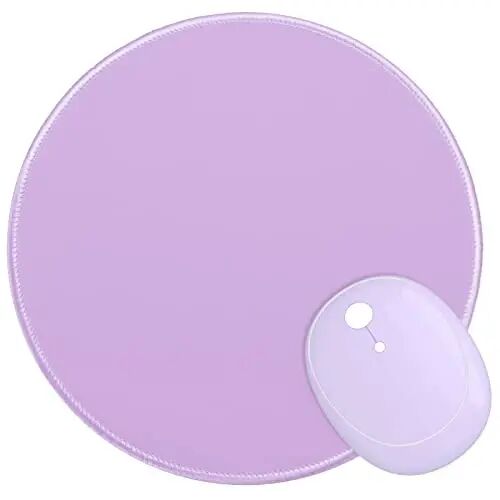 Dapesuom Round Mouse Pad, 8.7 x 8.7 Inch Premium-Textured Washable Non-Slip Rubber Base Cute Small Mouse Mat with Stitched Edge for Men Women Wireless Computer Laptop Gaming Desk Accessories, Purple - DAPESUOM