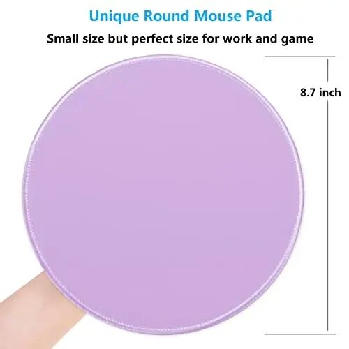 Dapesuom Round Mouse Pad, 8.7 x 8.7 Inch Premium-Textured Washable Non-Slip Rubber Base Cute Small Mouse Mat with Stitched Edge for Men Women Wireless Computer Laptop Gaming Desk Accessories, Purple - 5