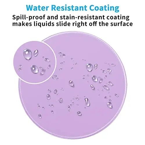 Dapesuom Round Mouse Pad, 8.7 x 8.7 Inch Premium-Textured Washable Non-Slip Rubber Base Cute Small Mouse Mat with Stitched Edge for Men Women Wireless Computer Laptop Gaming Desk Accessories, Purple - 6