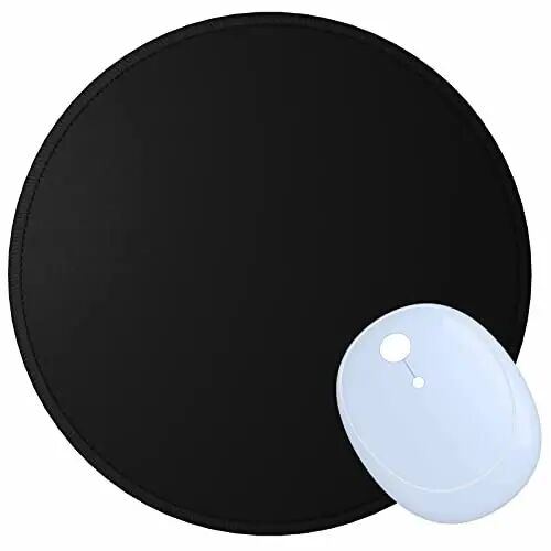 Dapesuom Round Mouse Pad, 8.7 x 8.7 Inch Premium-Textured Washable Non-Slip Rubber Base Cute Small Mouse Mat with Stitched Edge for Women Wireless Computer Laptop Gaming Desk Accessories, Black - 1