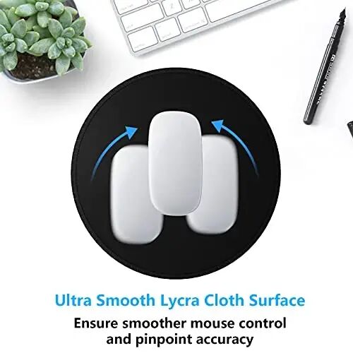 Dapesuom Round Mouse Pad, 8.7 x 8.7 Inch Premium-Textured Washable Non-Slip Rubber Base Cute Small Mouse Mat with Stitched Edge for Women Wireless Computer Laptop Gaming Desk Accessories, Black - DAPESUOM (1)