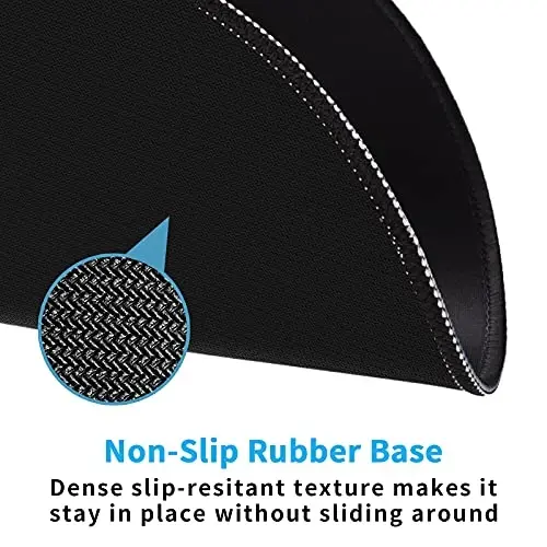 Dapesuom Round Mouse Pad, 8.7 x 8.7 Inch Premium-Textured Washable Non-Slip Rubber Base Cute Small Mouse Mat with Stitched Edge for Women Wireless Computer Laptop Gaming Desk Accessories, Black - 3