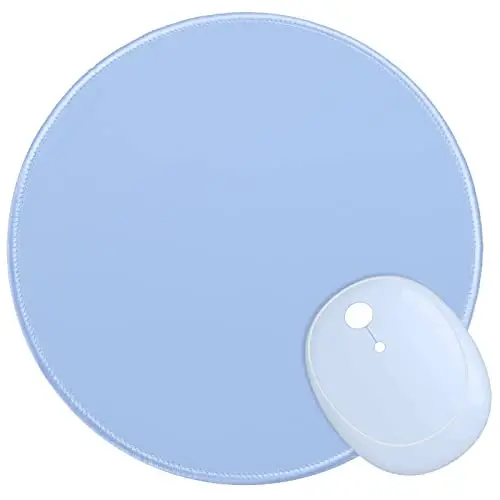 Dapesuom Round Mouse Pad, 8.7 x 8.7 Inch Premium-Textured Washable Non-Slip Rubber Base Cute Small Mouse Mat with Stitched Edge for Women Wireless Computer Laptop Gaming Desk Accessories, Sky Blue - 1
