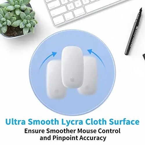 Dapesuom Round Mouse Pad, 8.7 x 8.7 Inch Premium-Textured Washable Non-Slip Rubber Base Cute Small Mouse Mat with Stitched Edge for Women Wireless Computer Laptop Gaming Desk Accessories, Sky Blue - DAPESUOM (1)