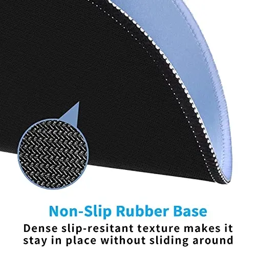 Dapesuom Round Mouse Pad, 8.7 x 8.7 Inch Premium-Textured Washable Non-Slip Rubber Base Cute Small Mouse Mat with Stitched Edge for Women Wireless Computer Laptop Gaming Desk Accessories, Sky Blue - 3