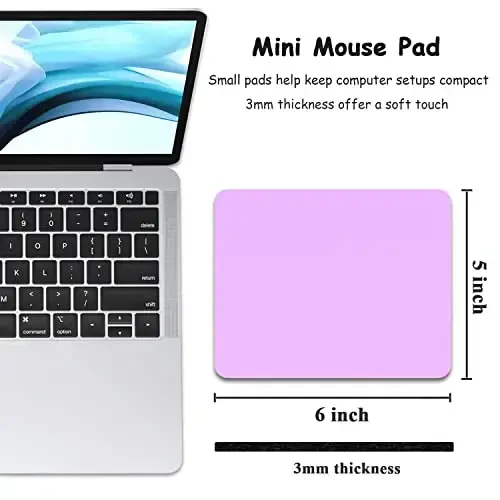 Dapesuom Small Mouse Pad, 5 x 6 Inch Thick Rubber Premium-Textured Non-Slip Portable & Washable Mini Mouse Mat for Women Men Wireless Laptops Keyboard Tray Gaming Work Computer Office Travel, Purple - 2