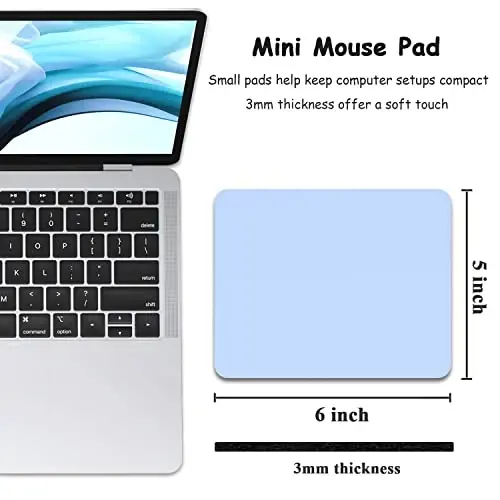 Dapesuom Small Mouse Pad, 5 x 6 Inch Thick Rubber Premium-Textured Non-Slip Portable & Washable Mini Mouse Mat for Women Men Wireless Laptops Keyboard Tray Gaming Work Computer Office Travel, Sky Blue - DAPESUOM (1)