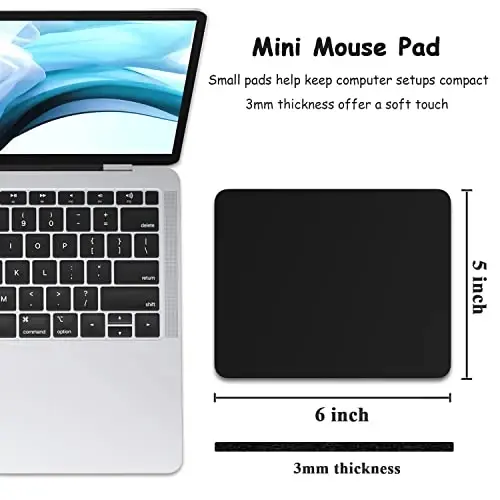 Dapesuom Small Mouse Pad, 5 x 6 Inch Thick Rubber Premium-Textured Non-Slip Portable & Washable Mini Mouse Mat for Women Men Wireless Laptops Keyboard Tray Gaming Work Computer Travel, Jet Black - 2