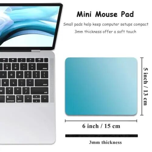 Dapesuom Small Mouse Pad, 5 x 6 Inch Thick Rubber Premium-Textured Non-Slip Portable & Washable Mini Mouse Mat for Women Men Wireless Laptops Keyboard Tray Gaming Work Travel,Gradient Aqua - 2