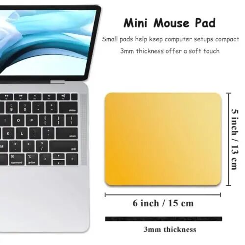 Dapesuom Small Mouse Pad, 5 x 6 Inch Thick Rubber Premium-Textured Non-Slip Portable & Washable Mini Mouse Mat for Women Men Wireless Laptops Keyboard Tray Gaming Work Travel,Gradient Yellow - DAPESUOM (1)