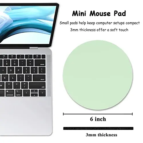 Dapesuom Small Mouse Pad, 6 x 6 Inch Thick Rubber Premium-Textured Non-Slip Portable & Washable Round Mini Mouse Mat for Women Wireless Laptops Keyboard Tray Gaming Computer Office Travel, Lake Green - 2