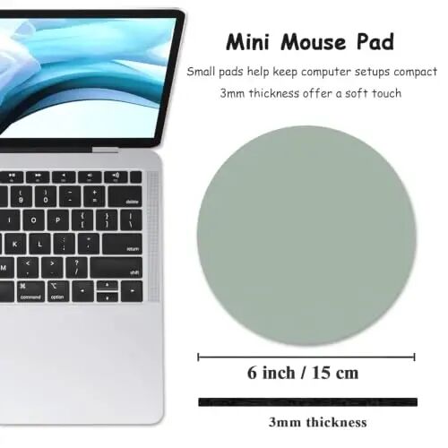 Dapesuom Small Mouse Pad, 6 x 6 Inch Thick Rubber Premium-Textured Non-Slip Portable & Washable Round Mini Mouse Mat for Women Wireless Laptops Keyboard Tray Gaming Work Office,Bean Green - DAPESUOM (1)
