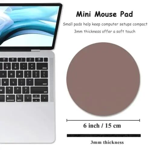 Dapesuom Small Mouse Pad, 6 x 6 Inch Thick Rubber Premium-Textured Non-Slip Portable & Washable Round Mini Mouse Mat for Women Wireless Laptops Keyboard Tray Gaming Work Office,Dark Brown - 2