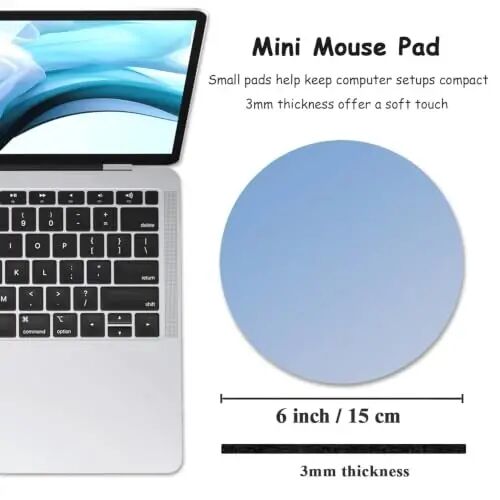 Dapesuom Small Mouse Pad, 6 x 6 Inch Thick Rubber Premium-Textured Non-Slip Portable & Washable Round Mini Mouse Mat for Women Wireless Laptops Keyboard Tray Gaming Work Office,Gradient Azure - Dapesuom (1)