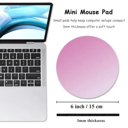 Dapesuom Small Mouse Pad, 6 x 6 Inch Thick Rubber Premium-Textured Non-Slip Portable & Washable Round Mini Mouse Mat for Women Wireless Laptops Keyboard Tray Gaming Work Office,Gradient Blush - DAPESUOM (1)