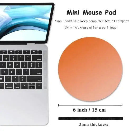 Dapesuom Small Mouse Pad, 6 x 6 Inch Thick Rubber Premium-Textured Non-Slip Portable & Washable Round Mini Mouse Mat for Women Wireless Laptops Keyboard Tray Gaming Work Office,Gradient Sunset - 2