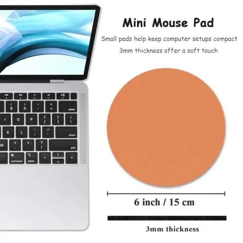Dapesuom Small Mouse Pad, 6 x 6 Inch Thick Rubber Premium-Textured Non-Slip Portable & Washable Round Mini Mouse Mat for Women Wireless Laptops Keyboard Tray Gaming Work Office,Orange - DAPESUOM (1)