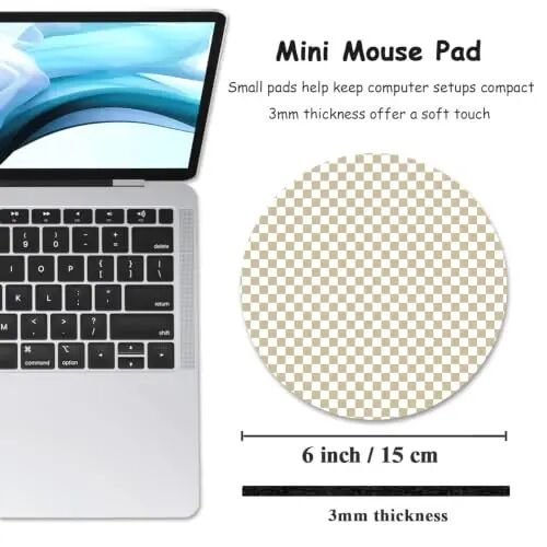 Dapesuom Small Mouse Pad, 6 x 6 Inch Thick Rubber Premium-Textured Non-Slip Portable & Washable Round Mini Mouse Mat for Women Wireless Laptops Keyboard Tray Gaming Work Office,Sand - DAPESUOM (1)