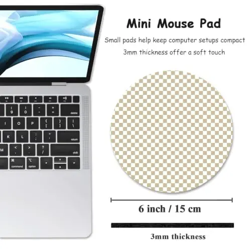 Dapesuom Small Mouse Pad, 6 x 6 Inch Thick Rubber Premium-Textured Non-Slip Portable & Washable Round Mini Mouse Mat for Women Wireless Laptops Keyboard Tray Gaming Work Office,Sand - 2