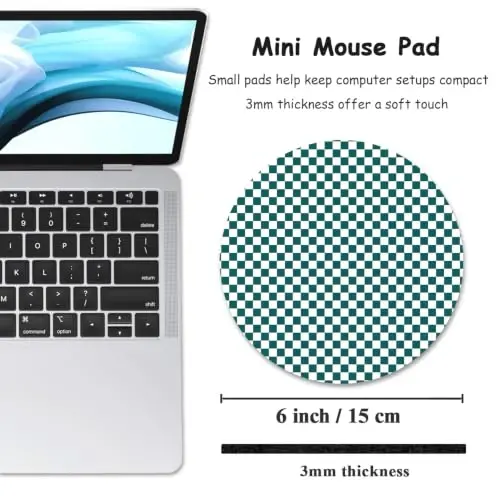 Dapesuom Small Mouse Pad, 6 x 6 Inch Thick Rubber Premium-Textured Non-Slip Portable & Washable Round Mini Mouse Mat for Women Wireless Laptops Keyboard Tray Gaming Work Office,Teal - 2