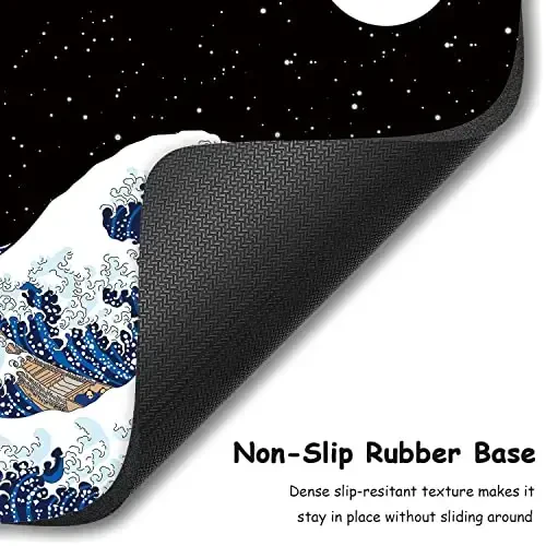 Dapesuom Small Mouse Pad, 6 x 8 Inch Thick Rubber Premium-Textured Non-Slip Portable & Washable Mini Mouse Mat for Women Men Wireless Laptops Keyboard Tray Gaming Computer Office Travel, Waves & Moon - 4
