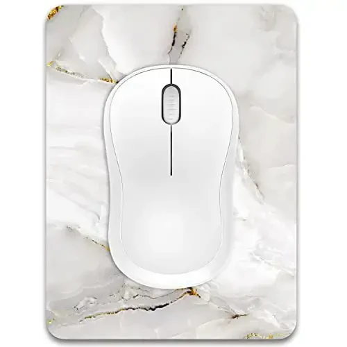 Dapesuom Small Mouse Pad, 6 x 8 Inch Thick Rubber Premium-Textured Non-Slip Portable & Washable Mini Mouse Mat for Women Men Wireless Laptops Keyboard Tray Gaming Computer Office Travel, White Marble - 1