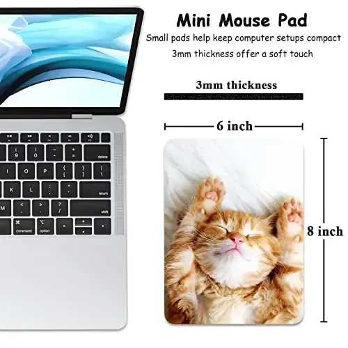 Dapesuom Small Mouse Pad, 6 x 8 Inch Thick Rubber Premium-Textured Non-Slip Portable & Washable Mini Mouse Mat for Women Men Wireless Laptops Keyboard Tray Gaming Work Computer Office Travel, Cute Cat - DAPESUOM (1)
