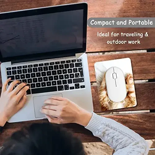 Dapesuom Small Mouse Pad, 6 x 8 Inch Thick Rubber Premium-Textured Non-Slip Portable & Washable Mini Mouse Mat for Women Men Wireless Laptops Keyboard Tray Gaming Work Computer Office Travel, Cute Cat - 7