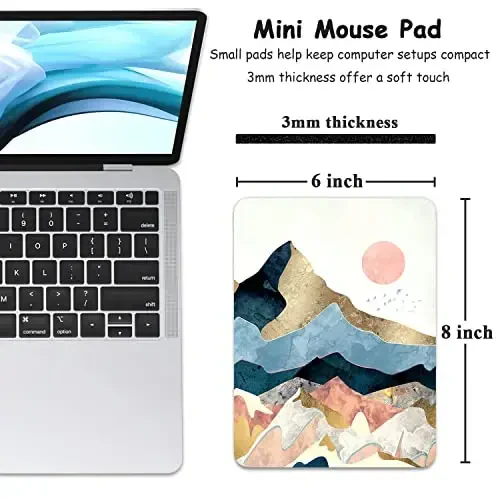 Dapesuom Small Mouse Pad, 6 x 8 Inch Thick Rubber Premium-Textured Non-Slip Portable & Washable Mini Mouse Mat for Women Men Wireless Laptops Keyboard Tray Gaming Work Computer Office Travel, Mountain - 2