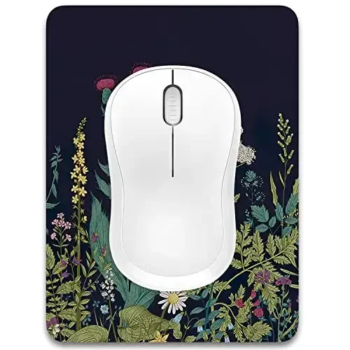 Dapesuom Small Mouse Pad, 6 x 8 Inch Thick Rubber Premium-Textured Non-Slip Portable & Washable Mini Mouse Mat for Women Men Wireless Laptops Keyboard Tray Gaming Work Computer Travel, Elegant Flower - 1