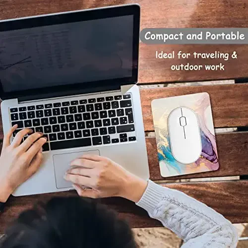 Dapesuom Small Mouse Pad, 6 x 8 Inch Thick Rubber Premium-Textured Non-Slip Portable & Washable Mini Mouse Mat for Women Men Wireless Laptops Keyboard Tray Gaming Work Office Travel, Abstract Marble - 7