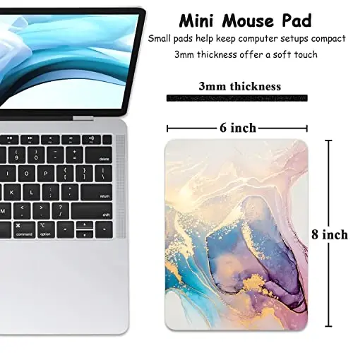 Dapesuom Small Mouse Pad, 6 x 8 Inch Thick Rubber Premium-Textured Non-Slip Portable & Washable Mini Mouse Mat for Women Men Wireless Laptops Keyboard Tray Gaming Work Office Travel, Abstract Marble - 2