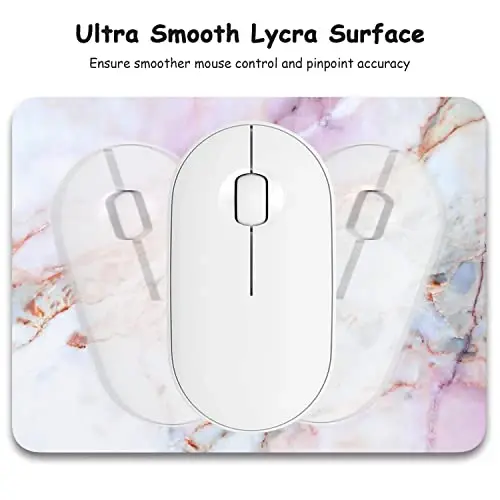 Dapesuom Small Mouse Pad, 6 x 8 Inch Thick Rubber Premium-Textured Non-Slip Portable & Washable Mini Mouse Mat for Women Men Wireless Laptops Keyboard Tray Gaming Work Travel, Classic Pink Marble - 3