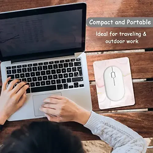 Dapesuom Small Mouse Pad, 6 x 8 Inch Thick Rubber Premium-Textured Non-Slip Portable & Washable Mini Mouse Mat for Women Men Wireless Laptops Keyboard Tray Gaming Work Travel, Elegant Pink Marble - 7